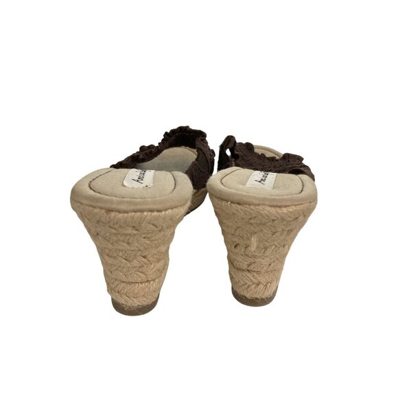 American Eagle Women's Size 9 Brown Textured Fabric Wedge Sandals - Picture 4 of 8